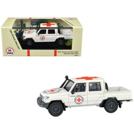2014 for Toyota Land Cruiser LC 79 Diecast Model Car 1/64 Pickup Truck White 'International Red Cross' Paragon Models DCD