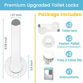 4our Kiddies Toilet Locks Baby Proof (2 PCS), Baby Proofing Toilet Seat Lock with Extra Pallet Fit for Most Standard Toilet, Easy Intallation Toilet Lid Lock