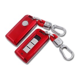 Carcasa para llave de coche compatible con Mitsubishi Outlander Eclipse Cross ASX Mirage RVR Lancer, Rojo, Small