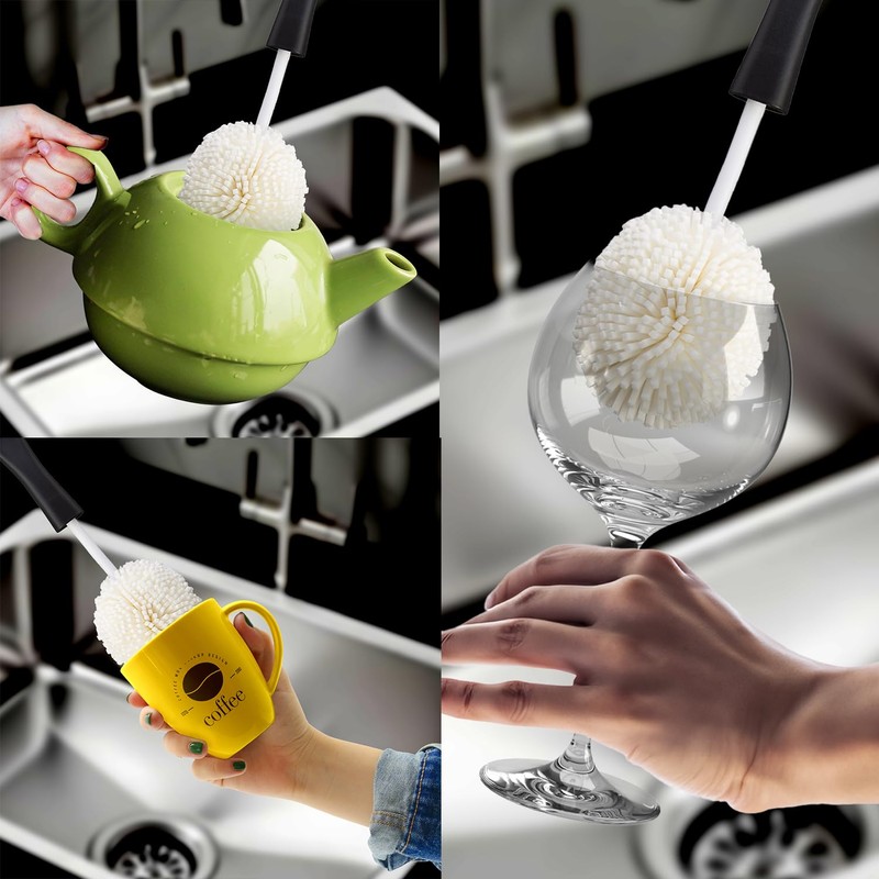 HIC Kitchen Bar Soft Foam Glass Washing Brush, Non-Scratch Foam