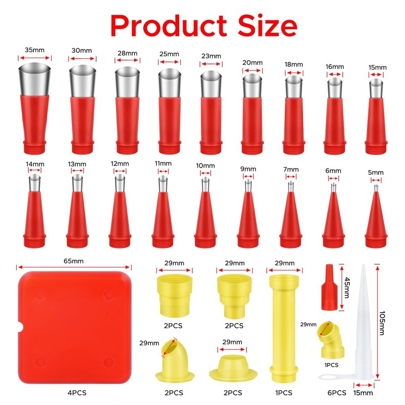 KACNON Stainless Steel Sealing Nozzle, 38 Pieces Universal Integrated Rubber
