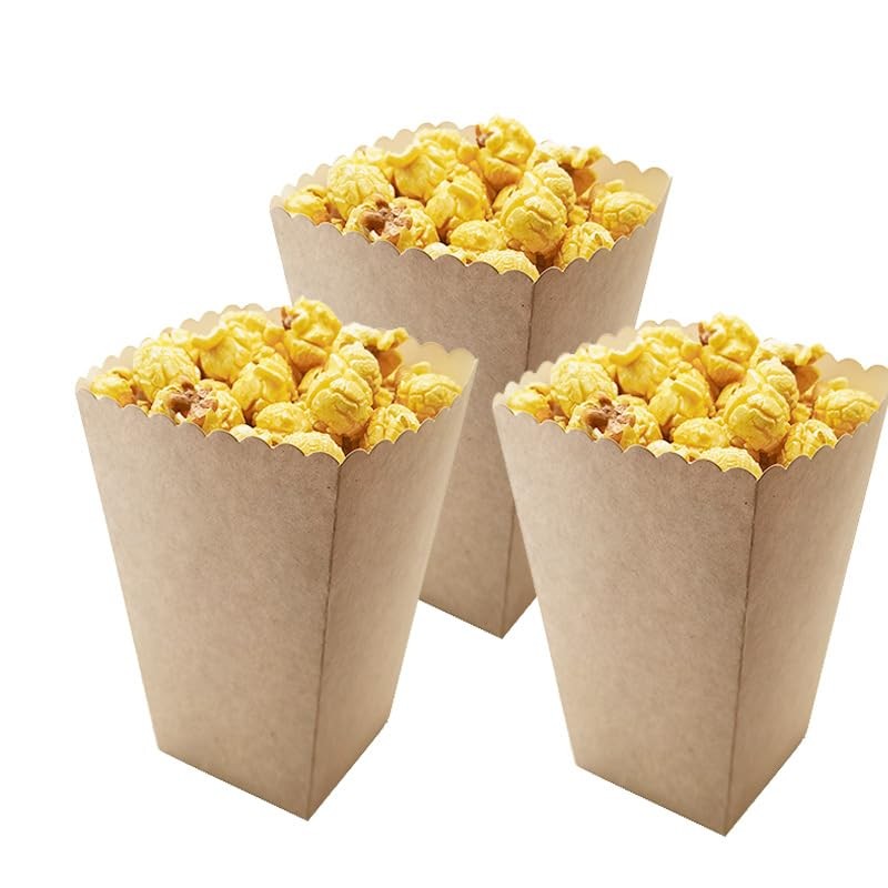 We Moment Zone 24pcs Kraft Popcorn Boxes Mini Paper Popcorn