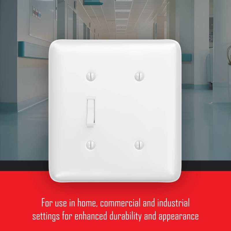 TayMac WRW-TB 2-Gang White Smooth Metal Maxi Toggle/Blank Wall Plate