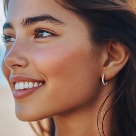 Silvora 925 Sterling Silver Small Hoop Earrings for Women Men Silver Huggie Hoop Earring Cartilage Earrings Lightweight Hypoallergenic