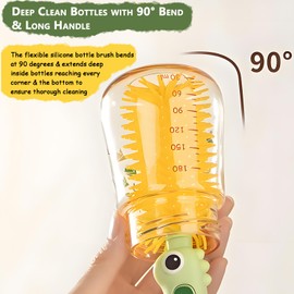 Kesttenn Silicone Bottle Cleaner Brush Set, 4 -in-1 Bottle Cleaning Kit for Bottles, Water Bottle, Nipples, Lids & Cup (Green)