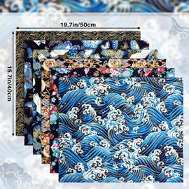 6 Pcs 20'' x 16'' Fat Quarters Japanese Style Fat Quarters Bundles Fabric Bundles Squares Printed Cotton Wrapping Cloth Quilting Furoshiki Wrapping DIY Patchwork Sewing(Fresh Style)