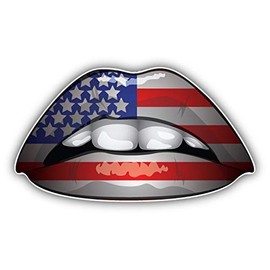 USA Flag Glossy Lips Window Truck Car Bumper Sticker Decal 5'' x 3''
