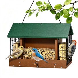 Hopper Bird Feeder with Suet Cages, Recycled HDPE, 2.2 LB Capacity