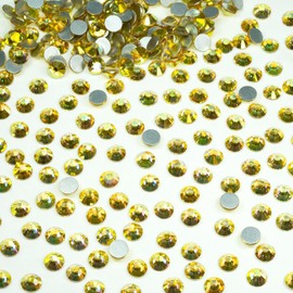 Sunshine Golden Nail Rhinestones 2880pcs SS10 Bulk Metallic Sunshine Nail Art Round Crystals K9 Glass Flatback Gems Beads Stones Diamonds Gluefix for Nail Charms DIY Crafts Jewels Eyes Face Makeup