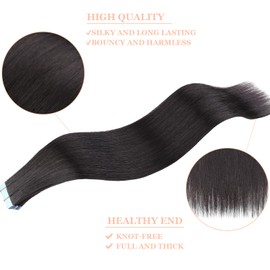 Mscat 22 Inch 20Pcs Tape in Hair Extensions 50% Remy Human Hair 50g/pack Darkest Brown Invisible Straight Hair Extensions (22Inch #2 Darkest Brown)