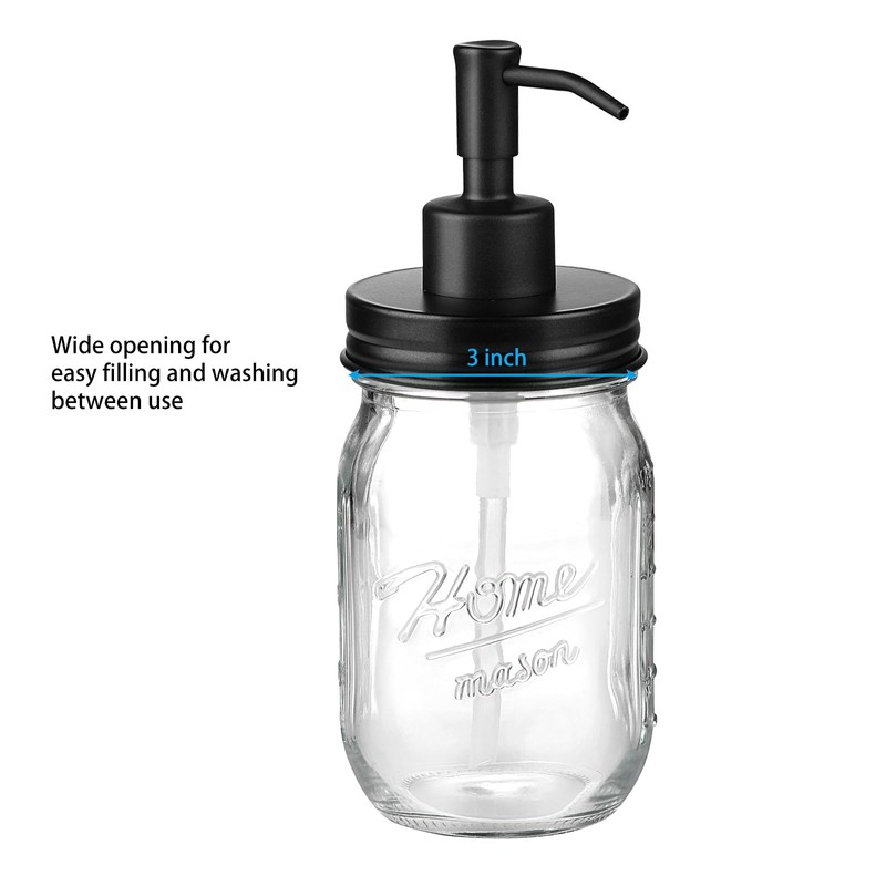 SheeChung 16 Oz Mason Jar Liquid Soap Dispenser, Glass Hand