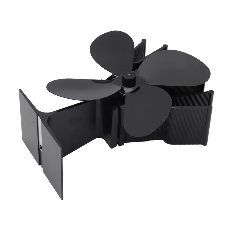4 Blade Heat Powered Stove Fan Silent Eco Friendly Aluminium