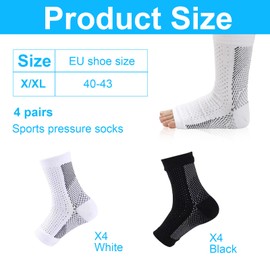 Neuropathy Plantar Fasciitis Socks, 4 Pairs Compression Socks, Orthopaedic Compression Socks, Compression Socks Women, Designed for Jogging, Football, Basketball, Yoga and More (L-XL), black
