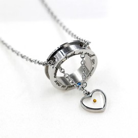 Zircobic Classic Hollow Out Circular Stainless Steel Inlaid Mustard Seed Necklace | Faith as Small as Mustard Seed Can Move Mountains Spiritual Quote Religious Blessed Prayer Jewelry