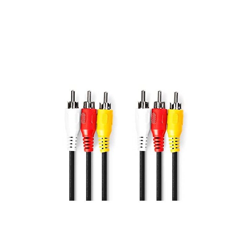 Nedis CVGP24300BK50 Composite Video Cable | 3x RCA Male -