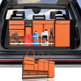 SugarFox Backseat Hanging Car Organizer for SUVs,Car, Truck, MPV Multi-Pocket Storage with Anti-Slip Straps, Space-Saving Auto Accessories, Gift for Drivers, Orange 37.8" x 18.1-K230