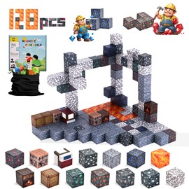 gyttoping Magnetic Blocks, 128PCS Build Mine Magnet World Set, Magnetic Toys for Boys & Girls Age 3-5, 4-8, 8-12, STEM Sensory Building Gifts Toys for Kids for 3+