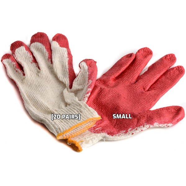 [20 Pack] Latex Dipped Nitrile Coated Work Gloves Small -