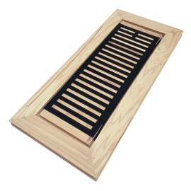 Homewell Hickory Wood Floor Register, Flush Mount Floor Vent Cover, 6X10 Inch, with Damper, Unfinished