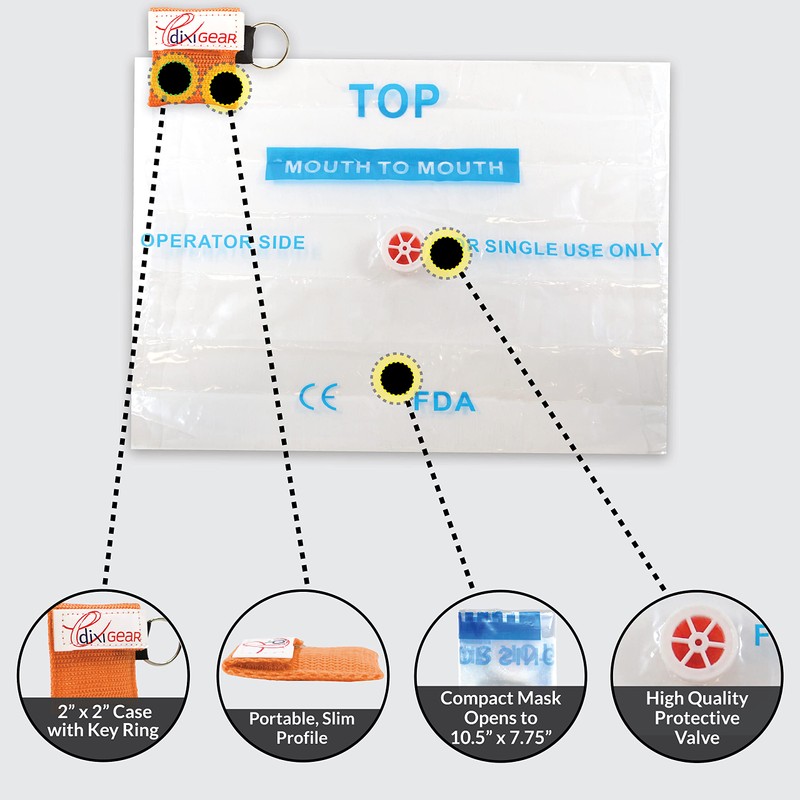 Dixie EMS CPR Mask for Pocket or Key Chain, CPR