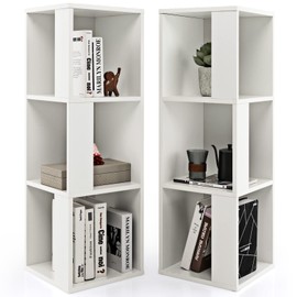IFANNY 3 Cube Bookcase Set of 2, Modern Bookshelf with Cubical Storage Shelves, Wood Bookshelves and Bookcases, Small Book Shelf for Bedroom, Living Room, Home Office (White)