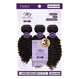 Outre My Tresses Purple Label 3 Bundles Curly Wavy Style Unprocessed Human Hair Weaves - NATURAL ROYAL JERRY 14-16-18 (NA)