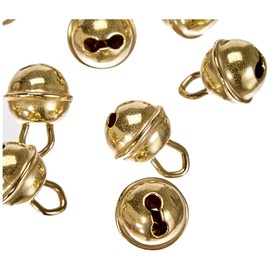 Rayher Metallglöckchen kugelförmig, gold, 9 mm ø, Beutel 10 Stück, Schellen, Weihnachtsglöckchen, Deko Glöckchen, Glöckchen zum Basteln, 2503006