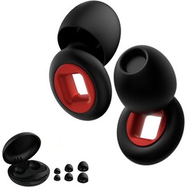 Ear Plugs for Sleeping Noise Cancelling,45db Motorcycle Ear Plugs for Noise Reduction with 8 Eartips,Reusable Silicone Earplugs for Sleep,Concerts,Work,Study,Snoring,Travel (Black and Red)