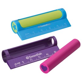 Swordfish ‘LineOut Mini Ruler Eraser’ with 5 cm Ruler [Pack of 1] PVC and Phthalate Free Eraser – Pink/Purple or Blue/Green [40371]