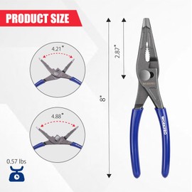 WORKPRO 8'' Long Nose Slip Joint Pliers, CR-V Needle Nose Pliers with Comfortable Grip Handles, 3-Zone Serrated Jaw from Premium Steel for Clamping, Tightening and Loosening