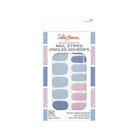 Sally Hansen Salon Effects Nail Strips | No UV Light Needed, No Dry Time, Long-Lasting, Non-Damaging | 32 Nail Strips, 1 Cuticle Stick, Nail File, Prep Pad| Powdered Sky