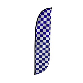 LookOurWay Feather Flag Banner - 12 Feet Tall Advertising Flags for Outside Business and Events Promotion - Swooper Flag Only - Race Marathon Flags - Checkered Blue & White (10M1200293)