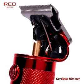 Red by Kiss Hair Trimmer for Men Precision Blade Cordless Trimmer Mens Grooming Kit (Red)