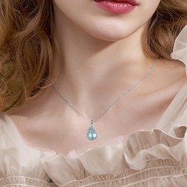 URONE Urn Necklace for Ashes 925 Sterling Silver Teardrop Ashes Necklace with Moonstone Tree of Life Urn Pendant Cremation Jewelry for Ashes for Women Men