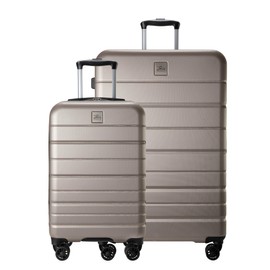 Skyway Epic 2.0 Hardside Lightweight and Durable ABS Shell Luggage, Spacious with 4-Wheel Spinners, Comfort Grip with Telescoping Handle, Men and Women, Bone, 2-Piece Set (20,28)