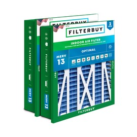 Filterbuy 20x25x5 Air Filter MERV 13 Optimal Smoke & Allergy Defense (2-Pack), Electrostatic Pleated HVAC AC Furnace Filters Replacement for Honeywell Return Grille (Actual Size: 18.38 x 23.38 x 3.69)