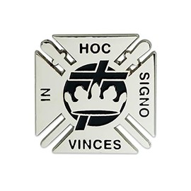 Knights Templar Cross & Crown Masonic Lapel Pin - [Silver & Black][1'' Tall]