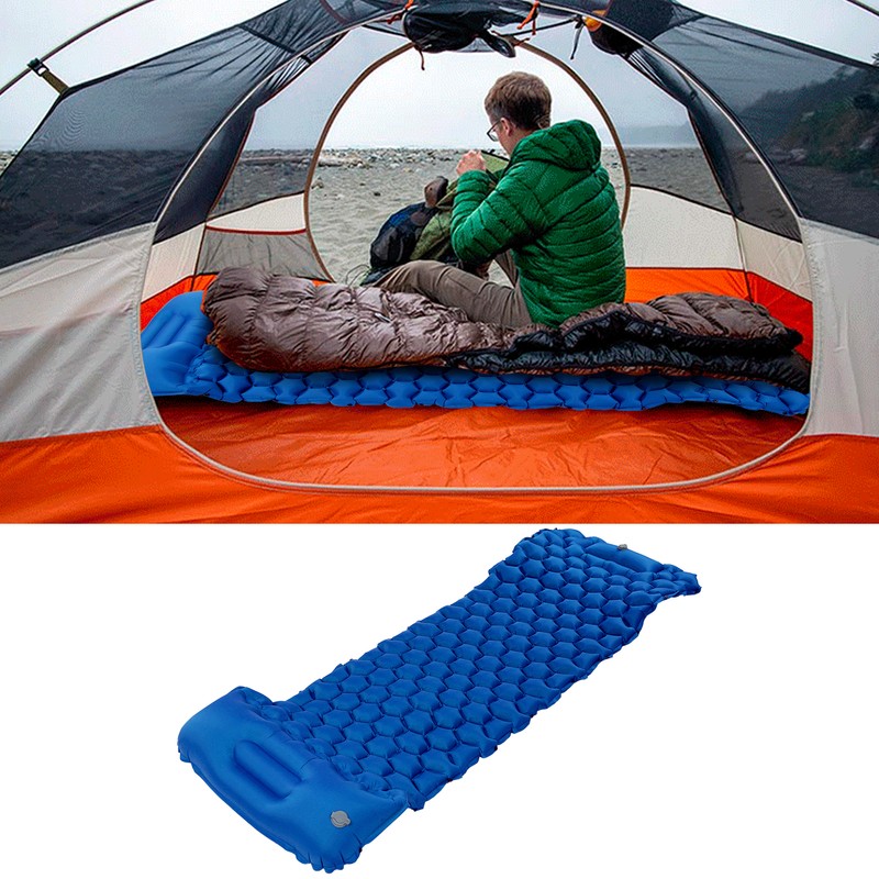 Camping Sleeping Pad Mat Foot Press Inflatable Cushion Mattress for