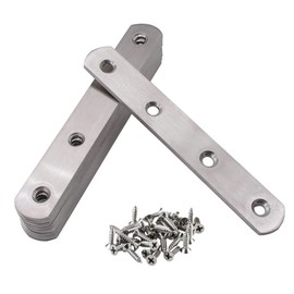 FUYUANAS 12 Pcs Straight Flat Brace Plates Brackets, 120mm Stainless Steel, Silver Furniture Mount Brackets with Screws