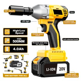 20V 3 in 1 Cordless Drill Impact Wrench Set Brushless Motor 1 2 Inch Drive 430NM Max Torque Industrial Grade DIY Powered