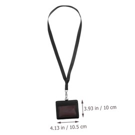 Operitacx Lanyard Id Card Holder with Neck Strap Horizontal Black Badge Cover for Work and Events Sturdy Id Slot Suitable for Students and Professionals