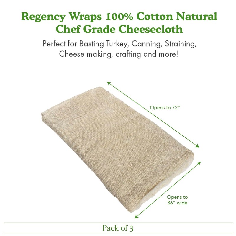 Regency Wraps 100% Cotton Cheesecloth For Straining, Basting Turkey, Canning,
