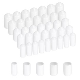 sourcing map 50pcs Round Rubber End Caps Protective Caps 6mm 7mm 8mm 9mm 10mm White Screw Thread Protectors