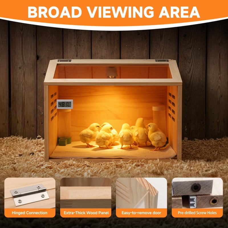 Brooder Box for Chicks Thick Wooden Chicken Brooder Box with