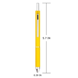 HeTaoCat 4 in 1 Multicolor pen, Metal Cased Multifunction Pen, 0.5mm Mechanical Pencil, Red Ball Pen, Blue Ball Pen and Black Ball Pen (Yellow)