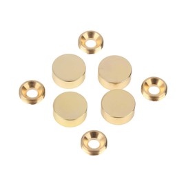 Tornillos de espejo, tapa de latón decorativa, clavos de espejo, oro pulido, 4 unidades, Circle:0.6"