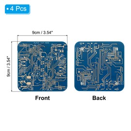 PATIKIL 4pcs Coasters, PCB Coasters Circuit Board Coasters FR-4 Drink Bar Coasters for Drinks Coffee Table Bar Gifts Boy-Friend Men, Blue
