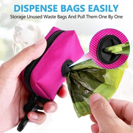 1PACK Dog Poop Bag Holder for Leash Attachment - Waste Bag Dispenser for Leash - Fits Any Dog Leash - Portable Set with 1 Hand Free Holder Metal Carrier, CA-XB Pink