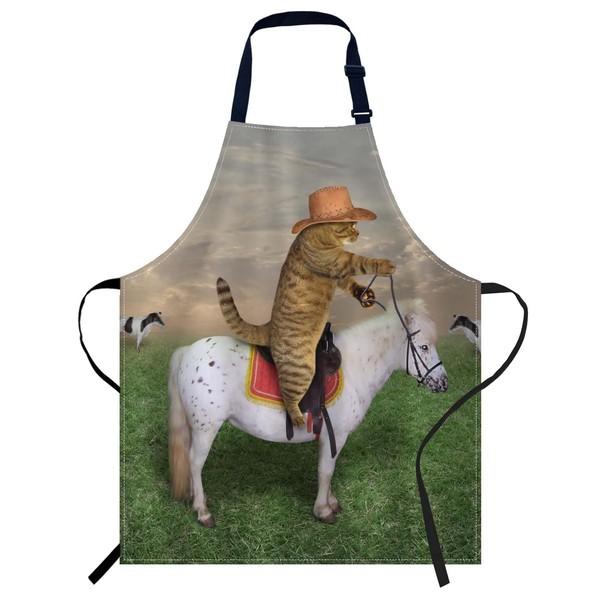 Smooffly The Cat Cowboy on a Horse Grazes His Cows