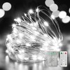 LAMPHOME 100 LED White Fairy Lights Battery Operated, Mini Battery